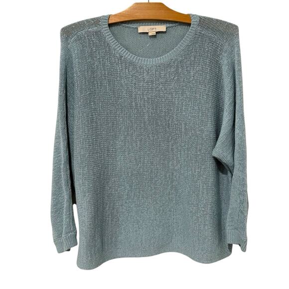 Ann Taylor LOFT | Sweater Blue Loose Knit 3/4 Sleeves- Size Large - Picture 1 of 8